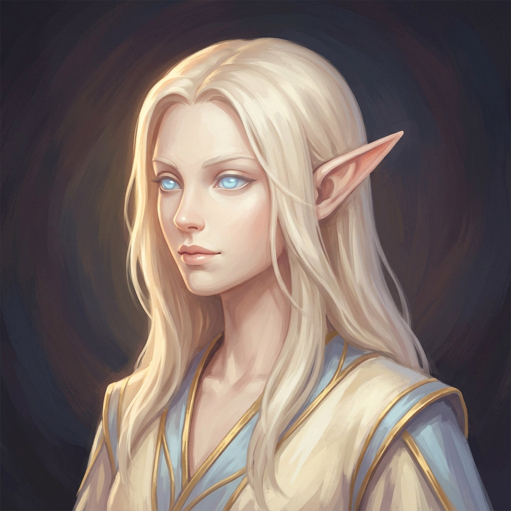 Original painted portrait of a female Veilborn character (concept art)