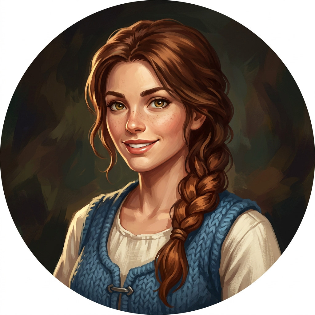 Original painted portrait of a female Human character (concept art)